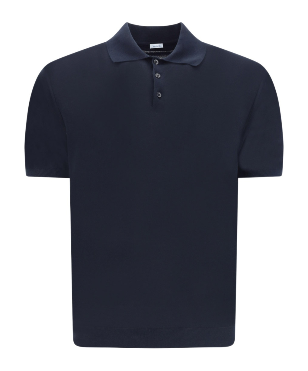 Malo Fine-knit Cotton Polo Shirt In Black