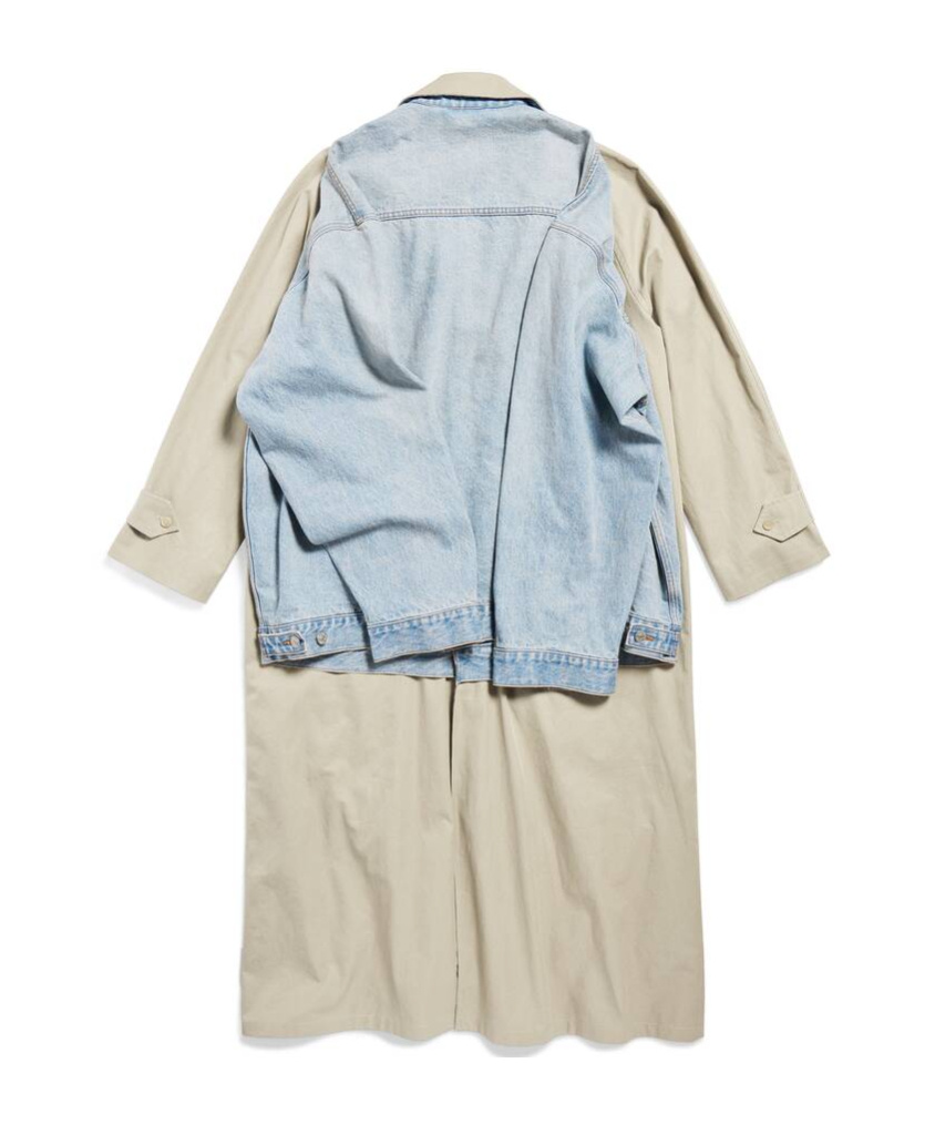 Balenciaga Spliced Design Coat In Nude