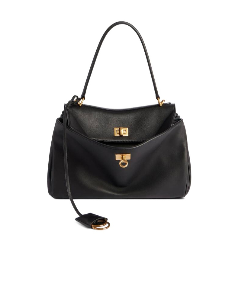 Balenciaga Dark Green Leather Mini Rodeo Handbag In Black