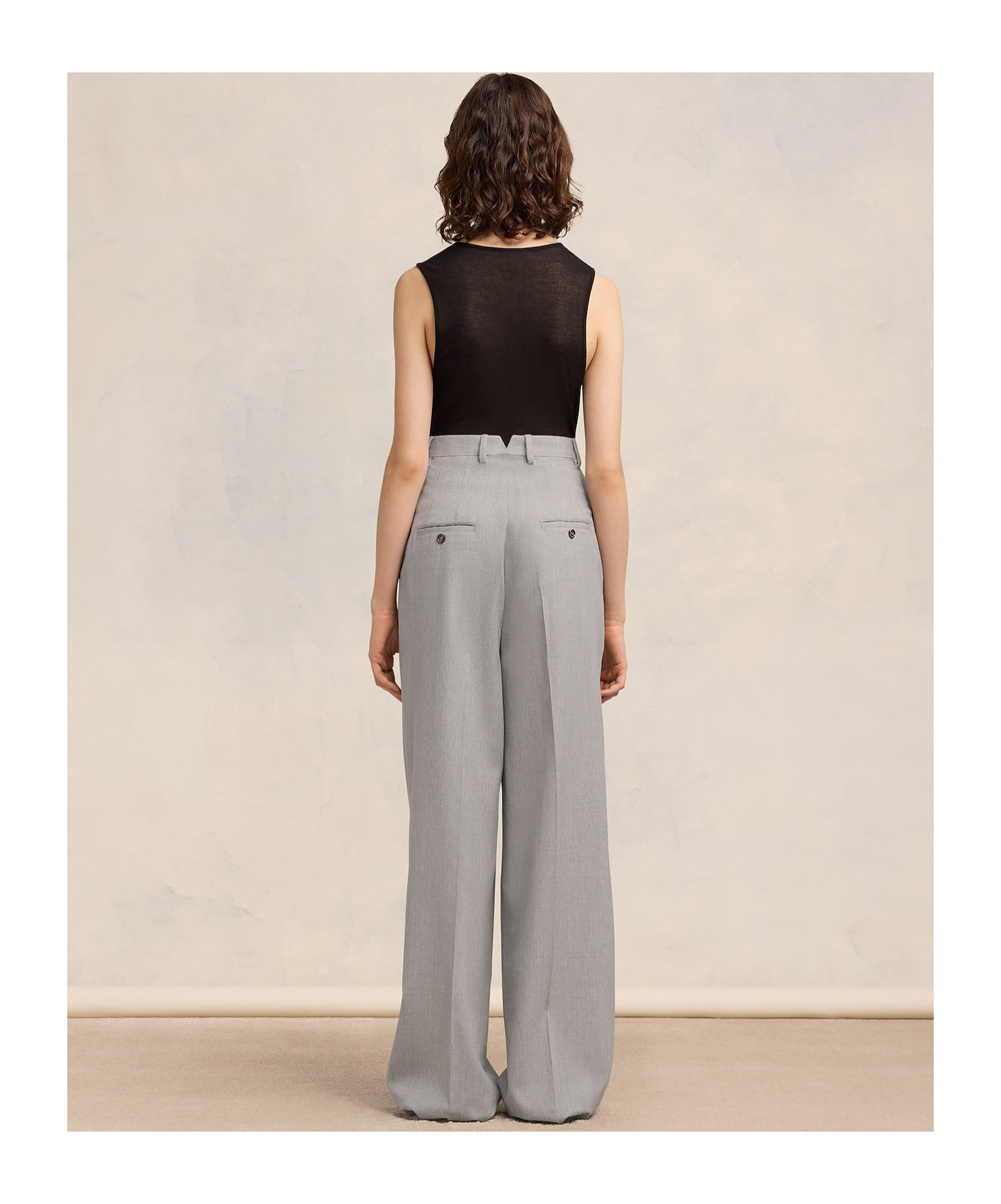 Shop Ami Alexandre Mattiussi Ami Paris Pleated Wide-leg Palazzo Pants In Gray