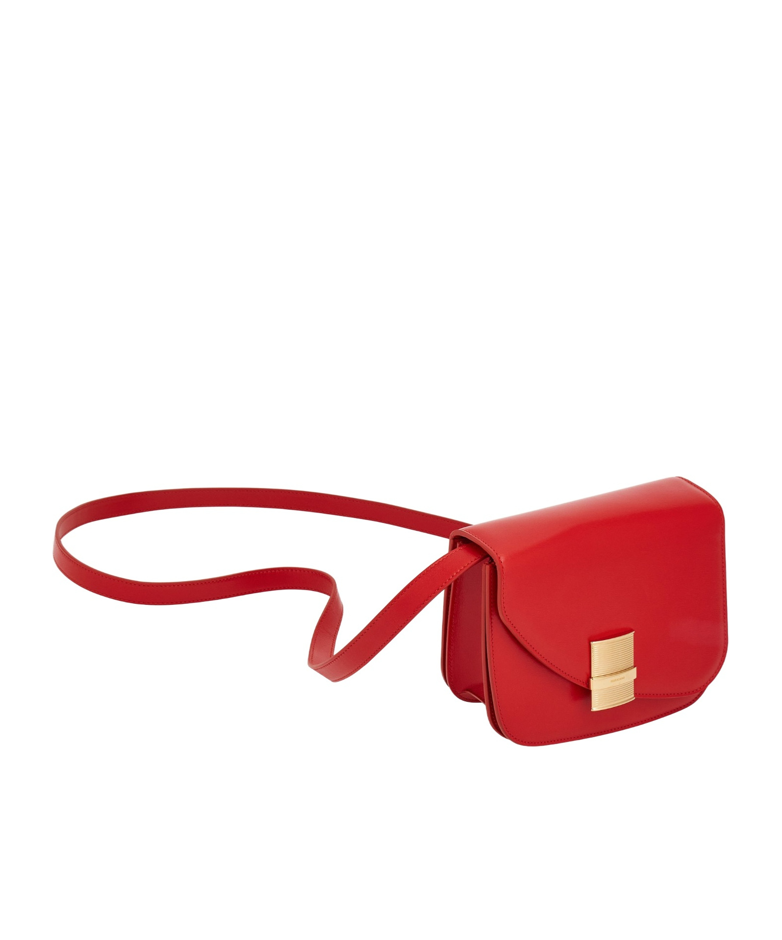Ferragamo Small Asymmetric Leather Crossbody Bag In Red