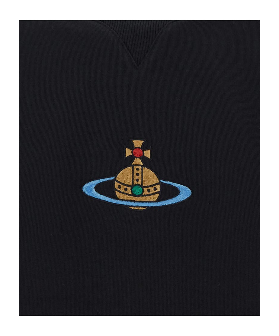 Shop Vivienne Westwood Orb-logo-embroidery Cotton Sweatshirt In Black