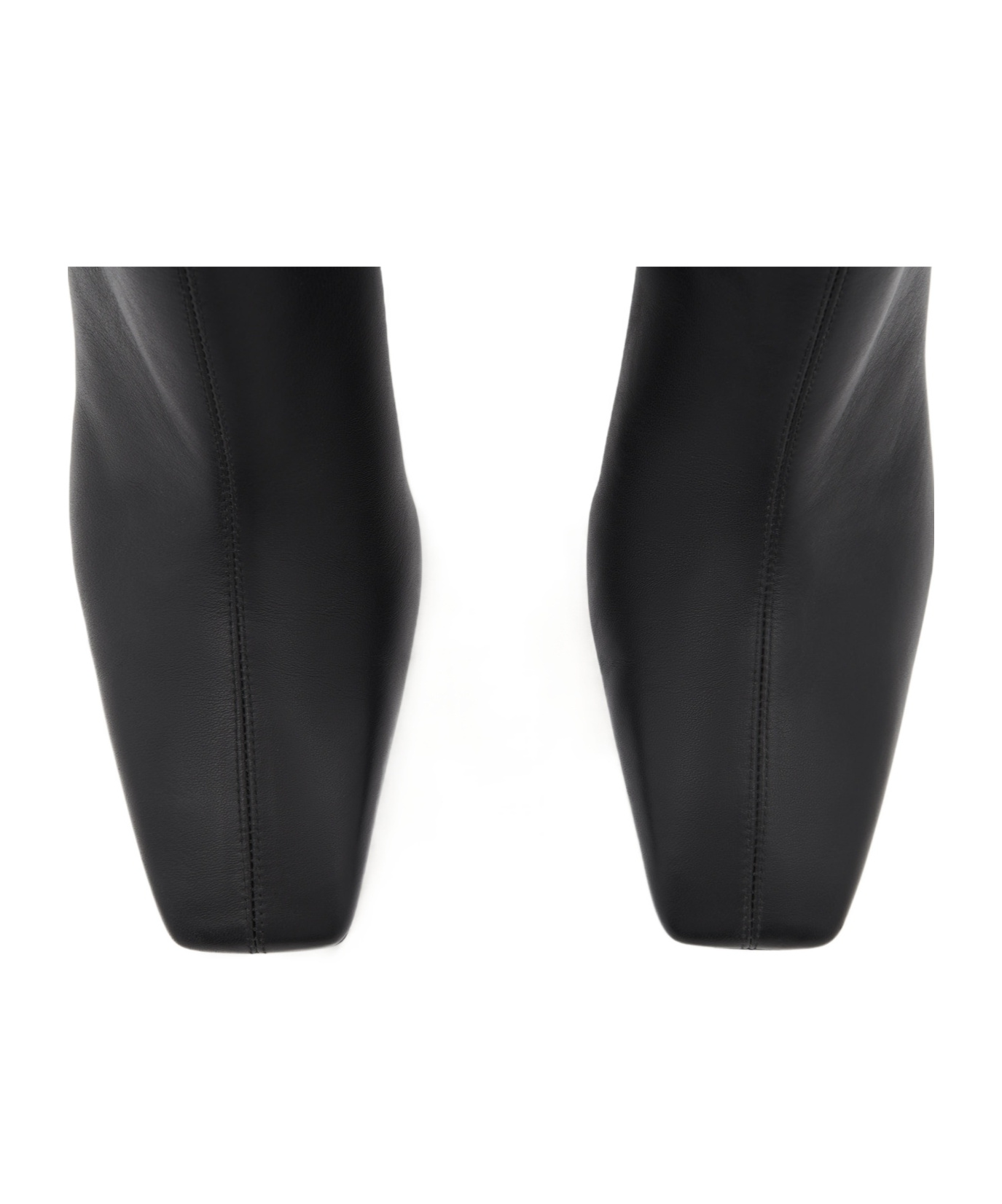 Courrèges Goatskin Ankle Boots With High Block Heel In Black