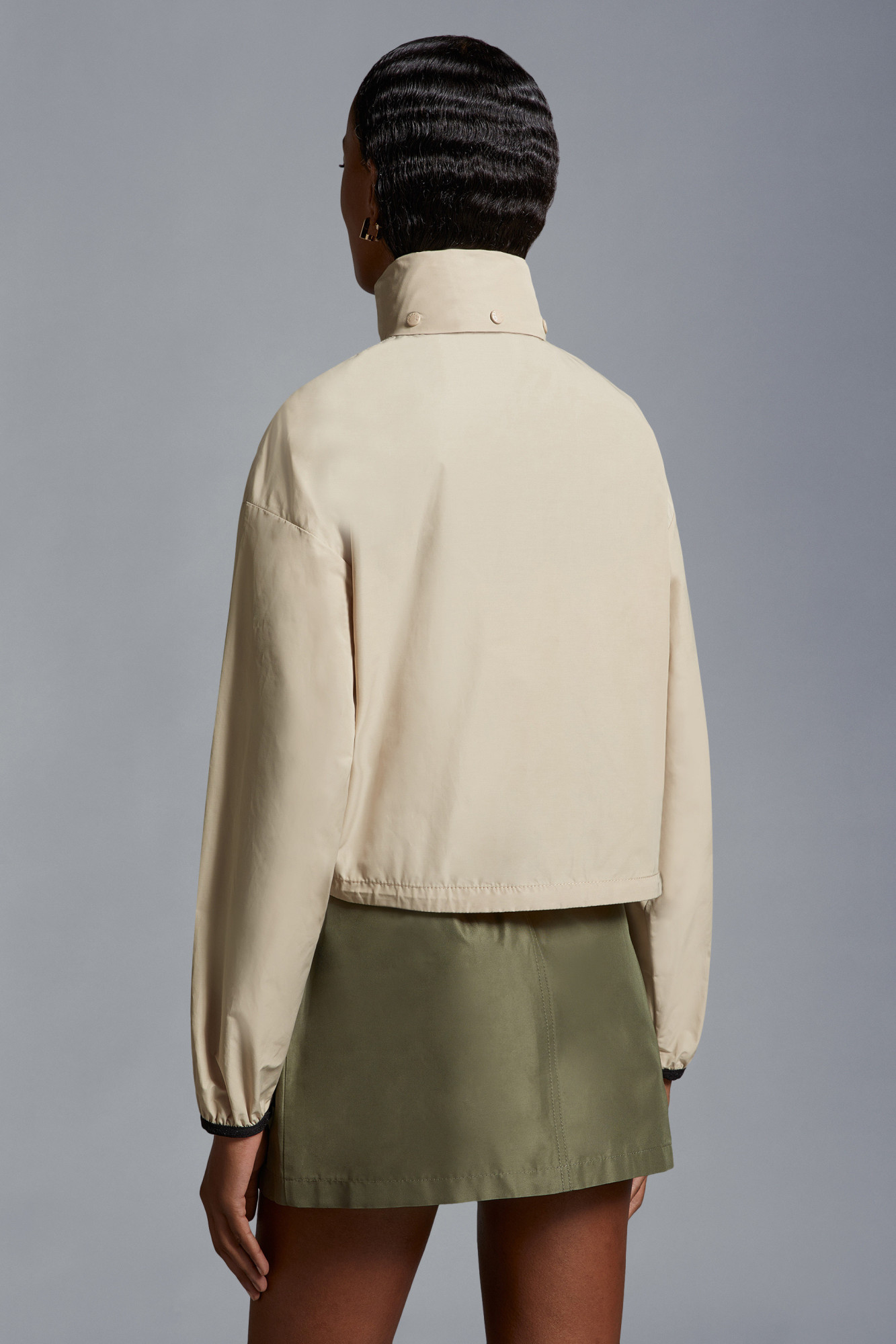 Shop Moncler Leda Cropped Jacket In Nude