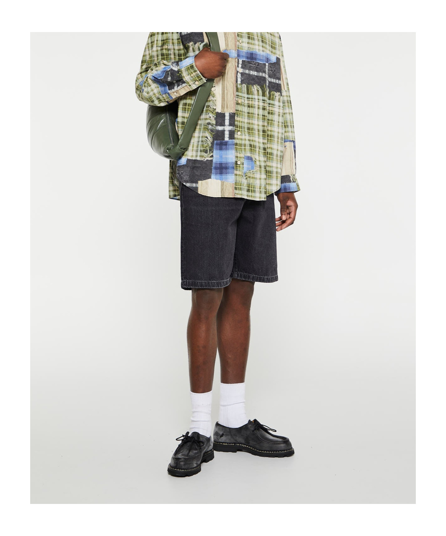 Acne Studios Wide-leg Denim Shorts In Black