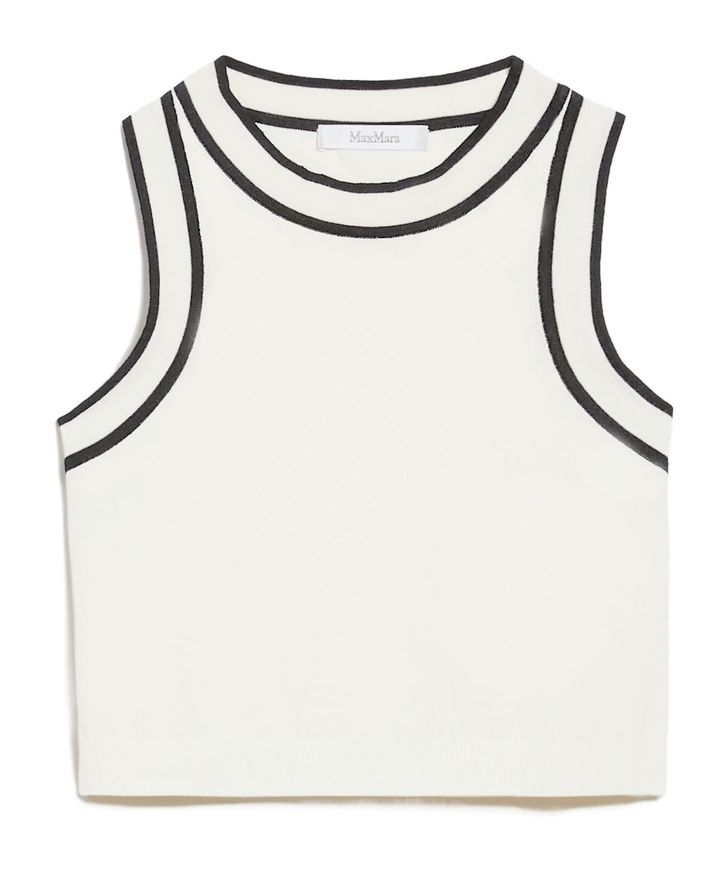 Max Mara Ruggero Cropped Cotton-blend Tank Top In White