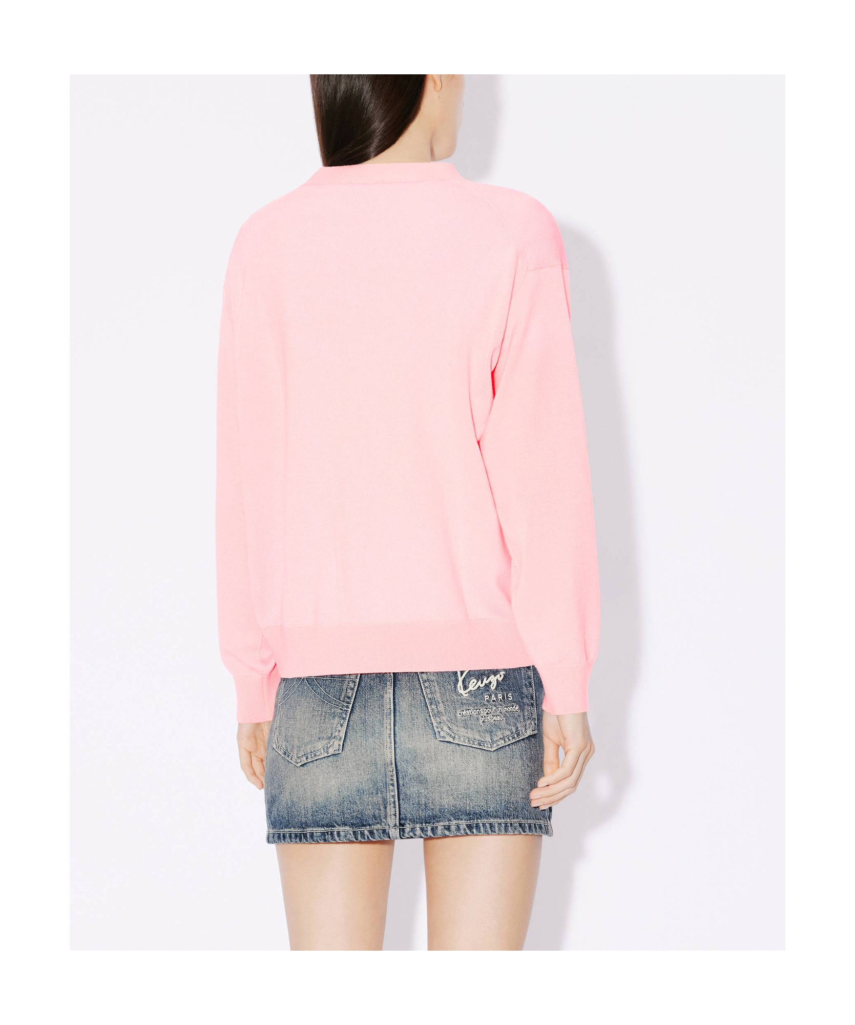 Kenzo Boke Flower Embroidered Buttoned Cardigan In Pink