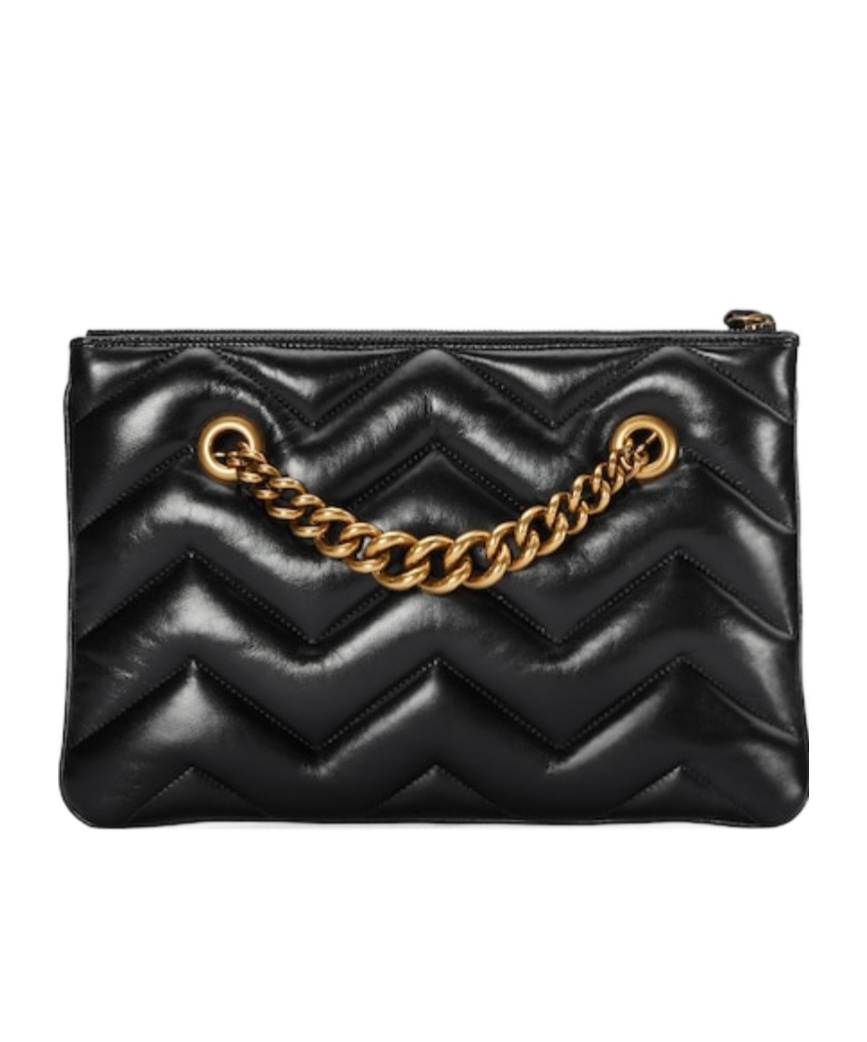 Gucci Gg Marmont Leather Clutch In Black