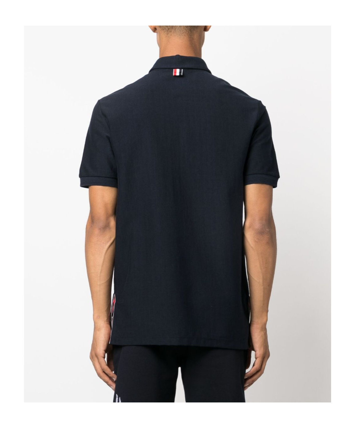 Thom Browne Rwb Stripe Polo Shirt In Black