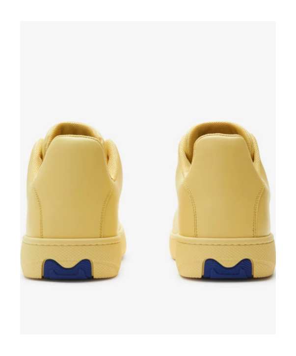 Burberry Yellow Leather Box Sneakers In Nude