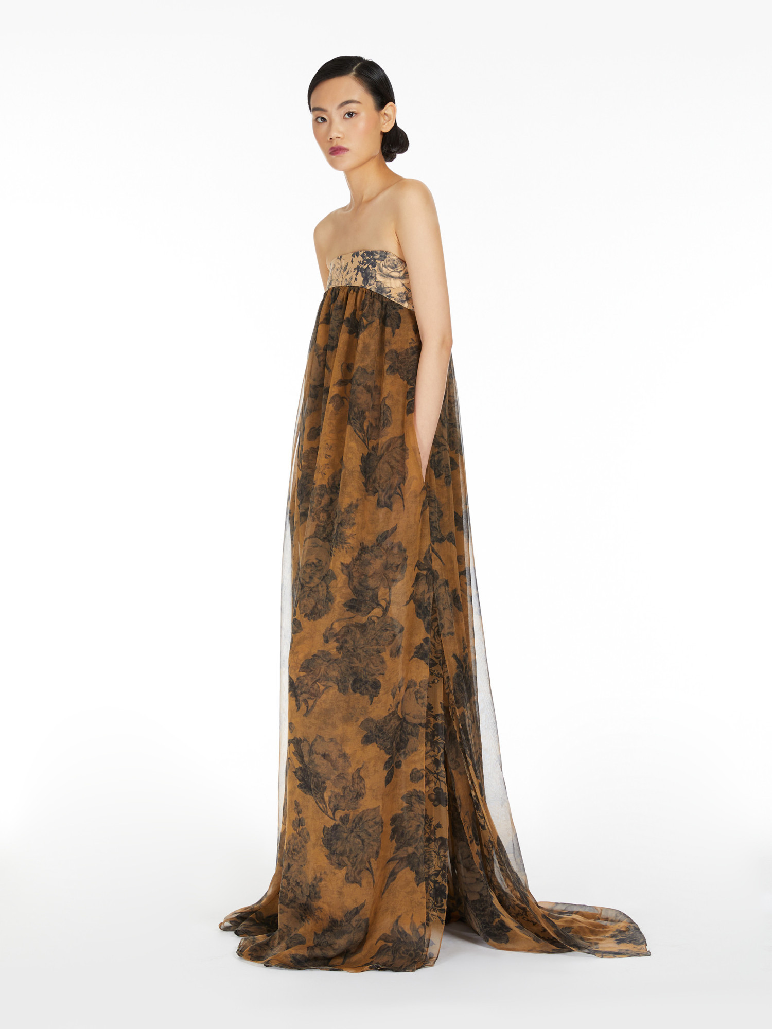 MAX MARA A DRESS WITH A FLORAL PATTERN AND A BRA.