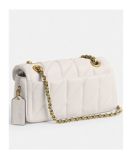 Coach Quilted Leather Crossbody Bag With Chain Strap In White
