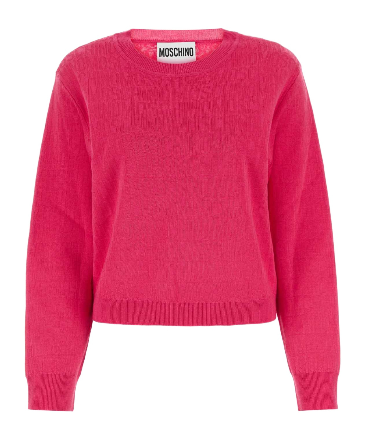 Moschino Logo Jacquard Knit Wool Blend Sweater In Red
