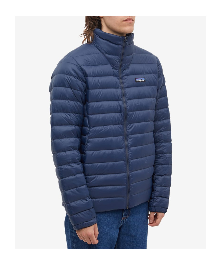 Patagonia Logo-patch Feather-down Jacket In Blue