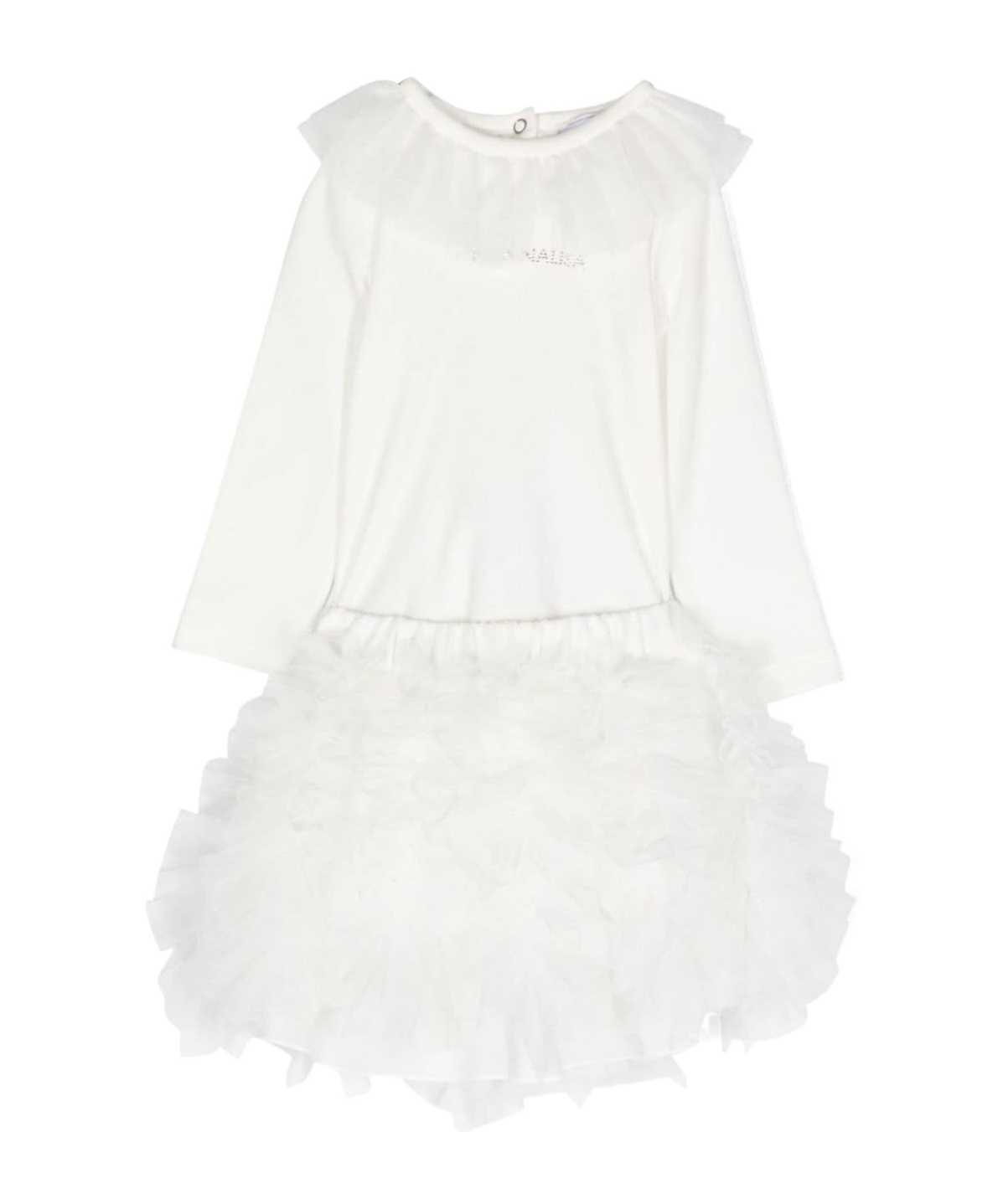 Monnalisa Cotton Tulle Babygrow Set In White