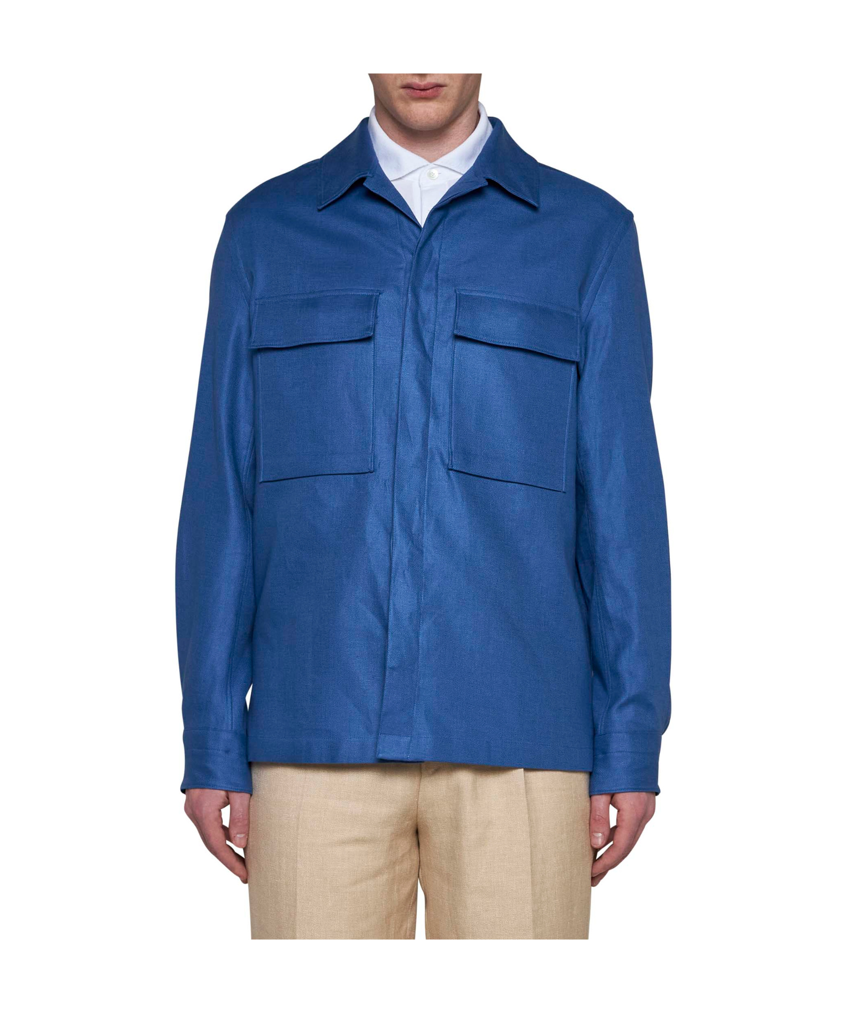 ZEGNA INTERLOCK-TWILL LINEN SHIRT 