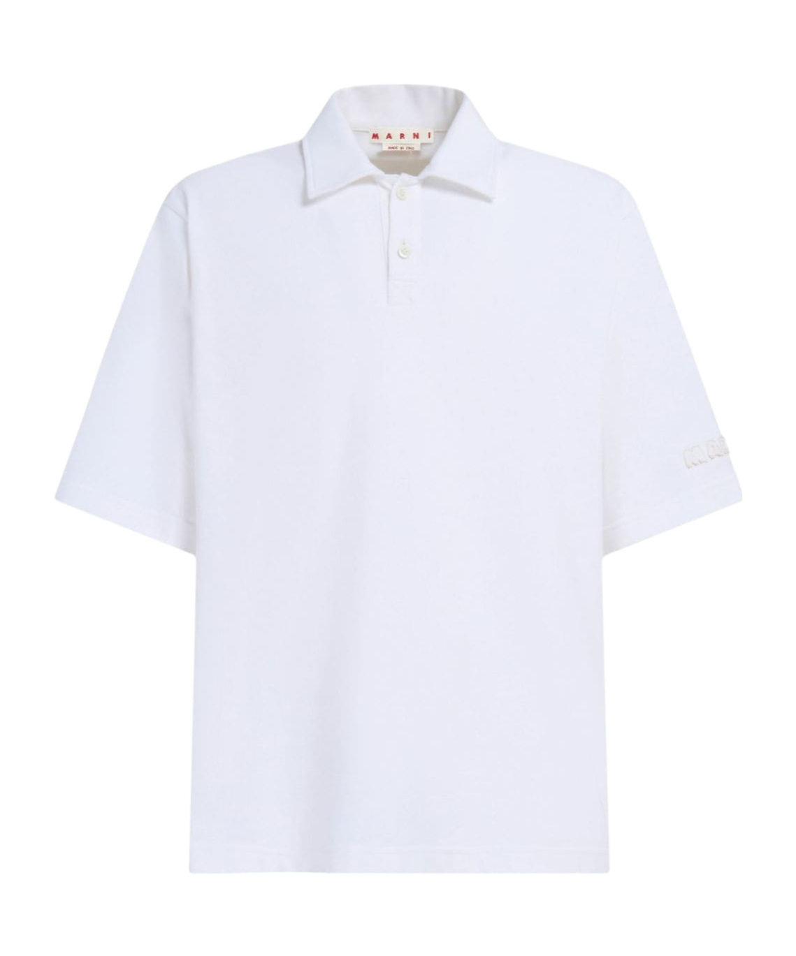 Marni White Bio Cotton Oversized Polo Shirt With  Patches In White