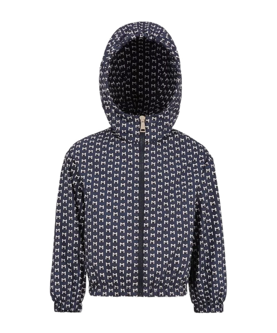 Moncler Monogram-print Hooded Jacket In Black