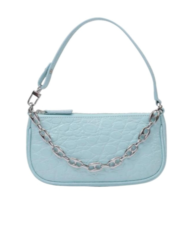 By Far Rachel Croc-embossed Leather Bag In Blue
