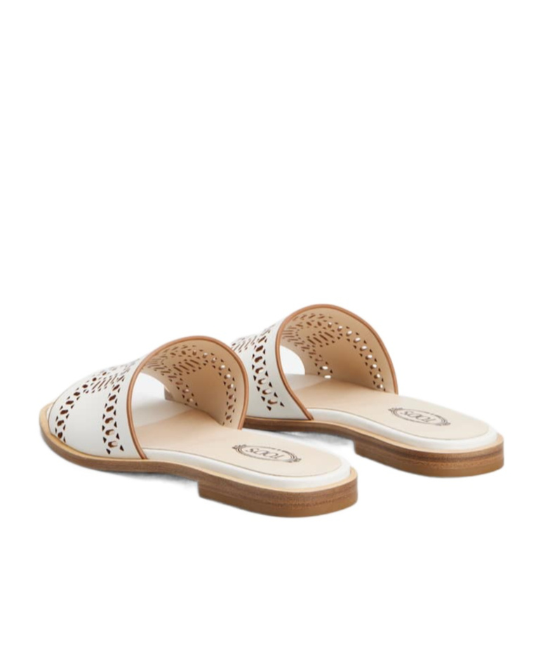 Tod's Laser-cut Leather Sandals In White