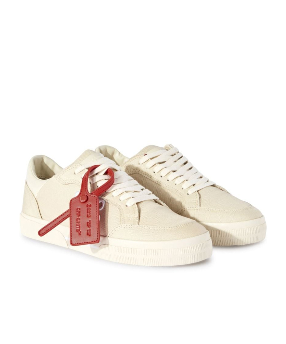 Off-white Vulcanized Contrasting-tag Canvas Sneakers In White