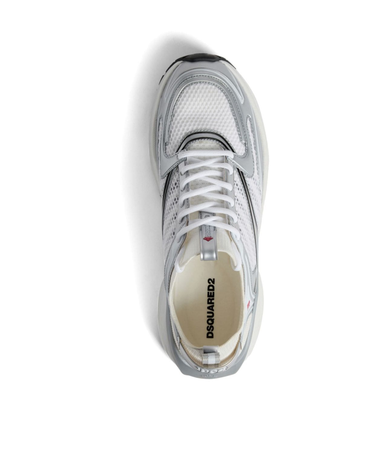 Dsquared2 Chunky Sole Mesh Sneakers With Maple Leaf Print In White