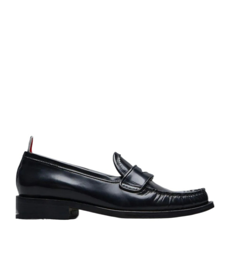 Thom Browne Rwb-tab Leather Penny Loafers In Black