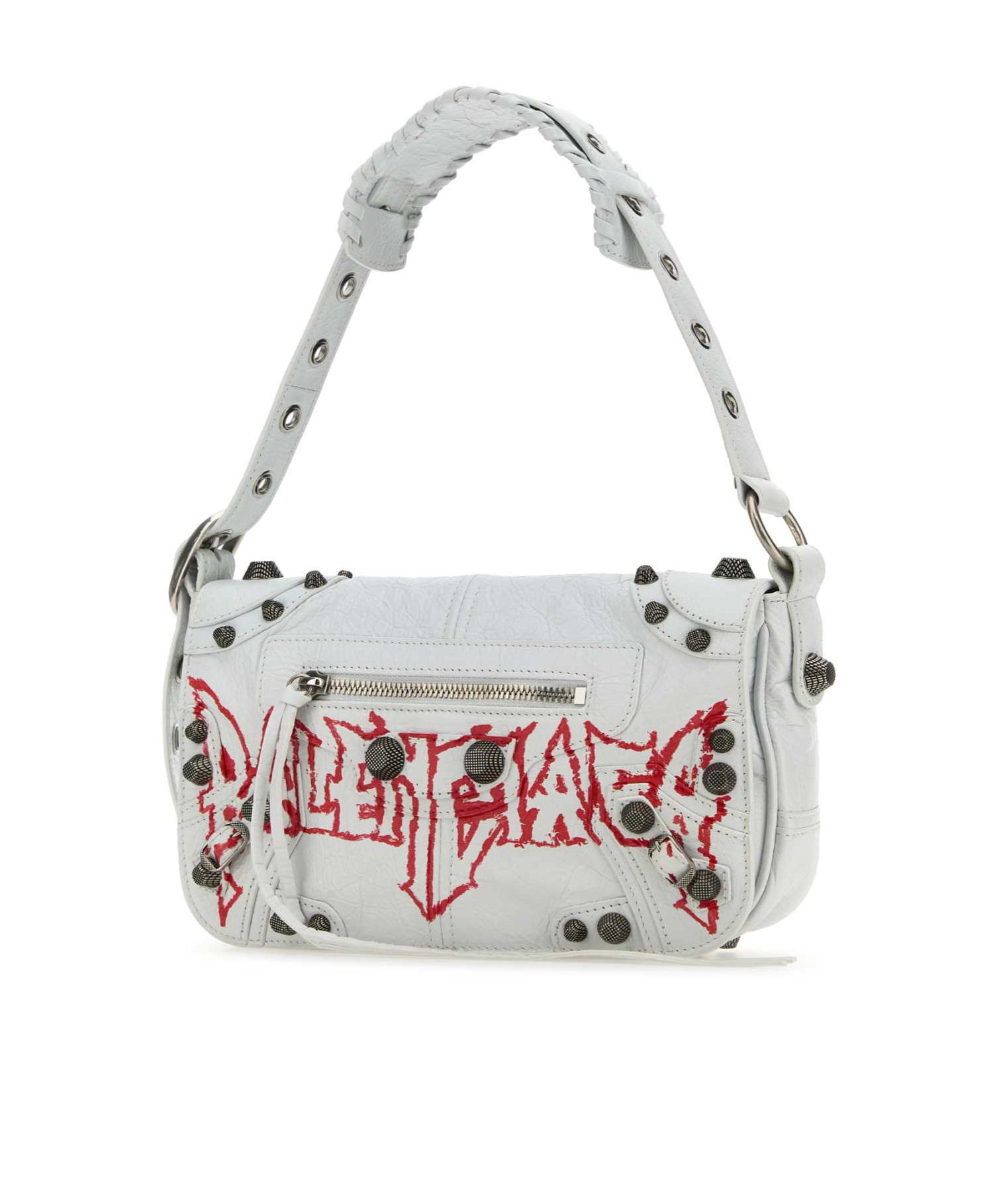 Balenciaga Man White Leather Le Cagole Xs Diy Metal Crossbody Bag In White