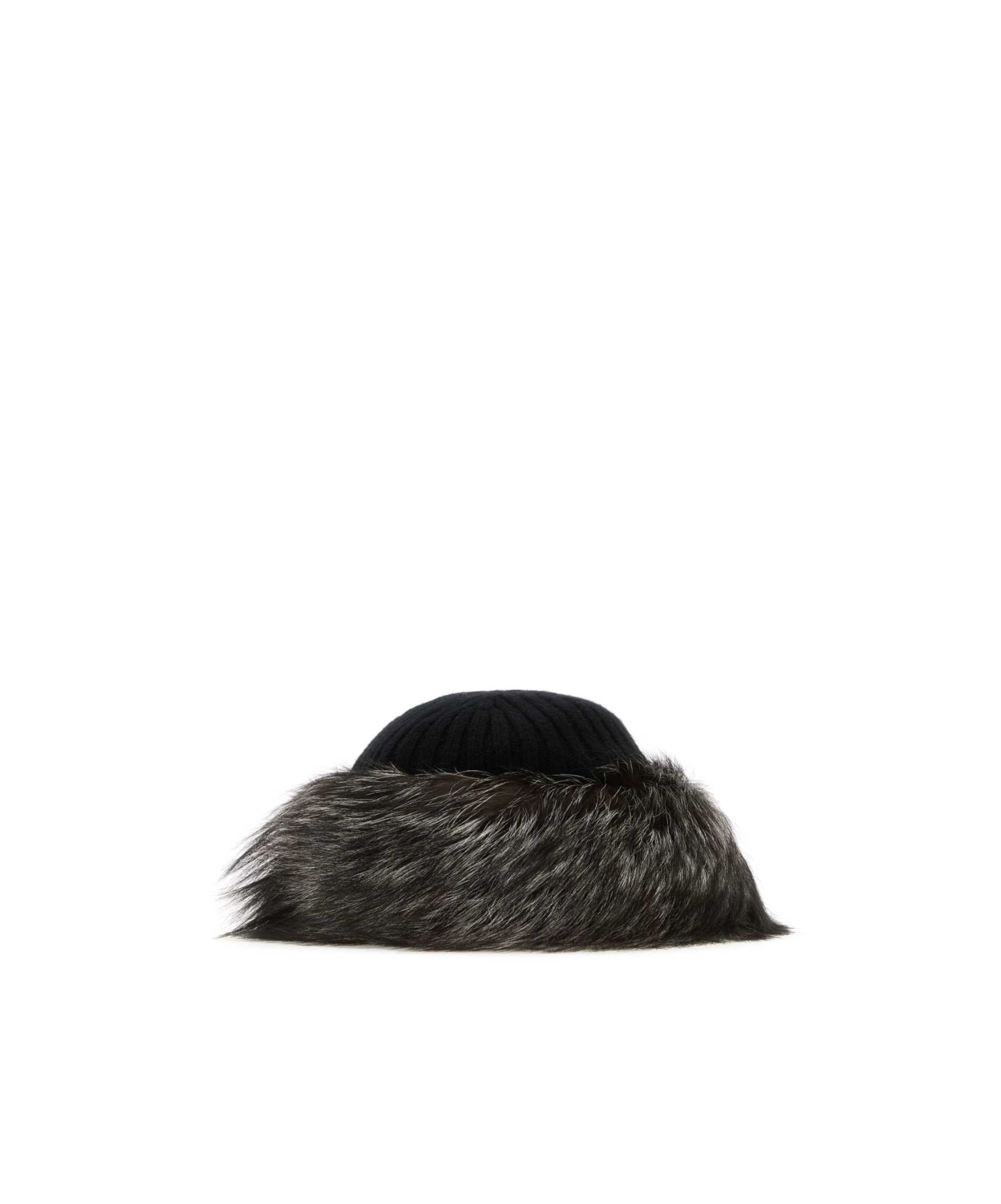 Prada Knitted Woolen Cap In Black