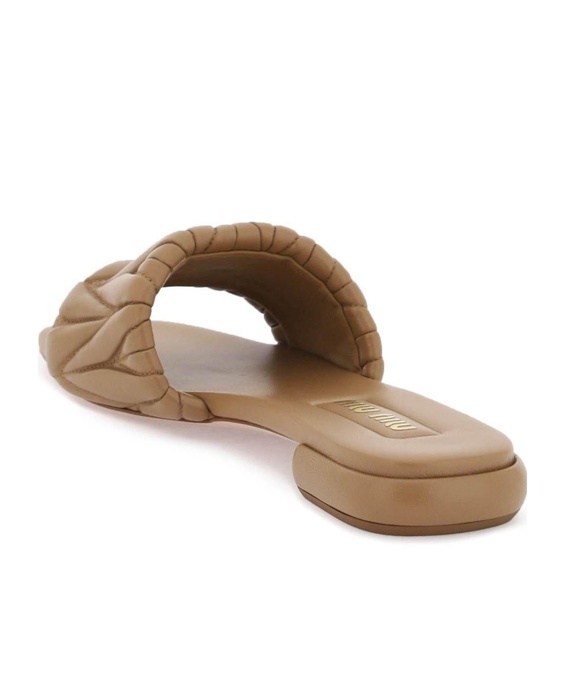 MIU MIU MATELASSÉ NAPPA LEATHER SLIDES