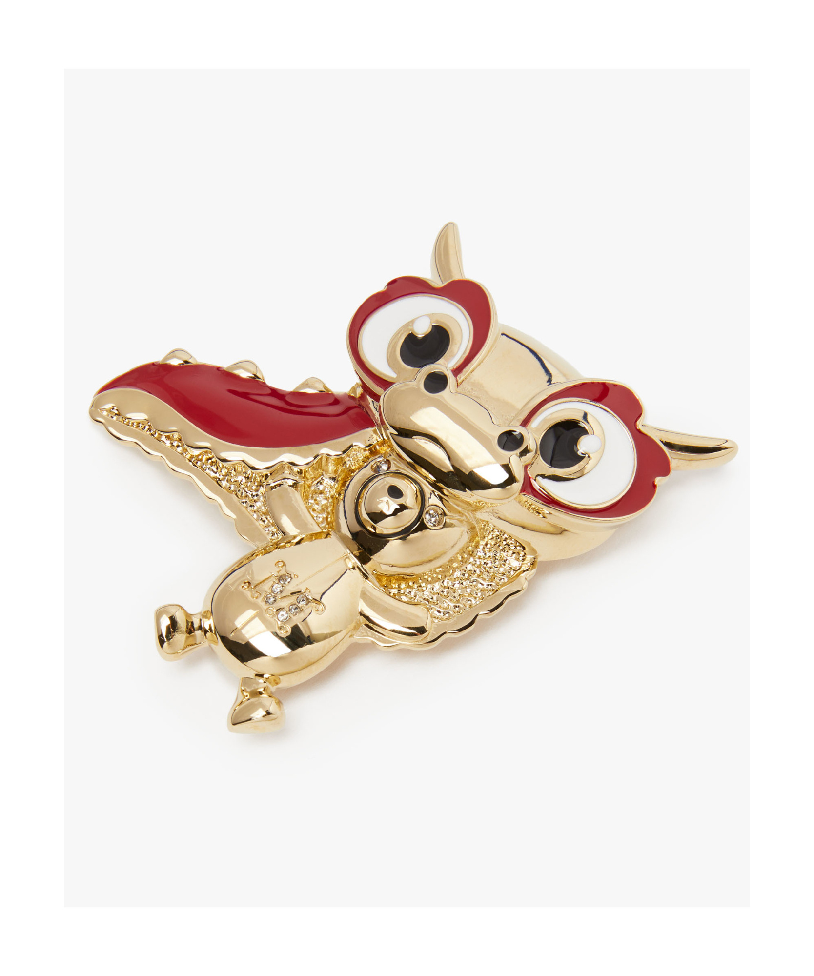 Max Mara Metal Teddy Bear Dragon Brooch In Yellow