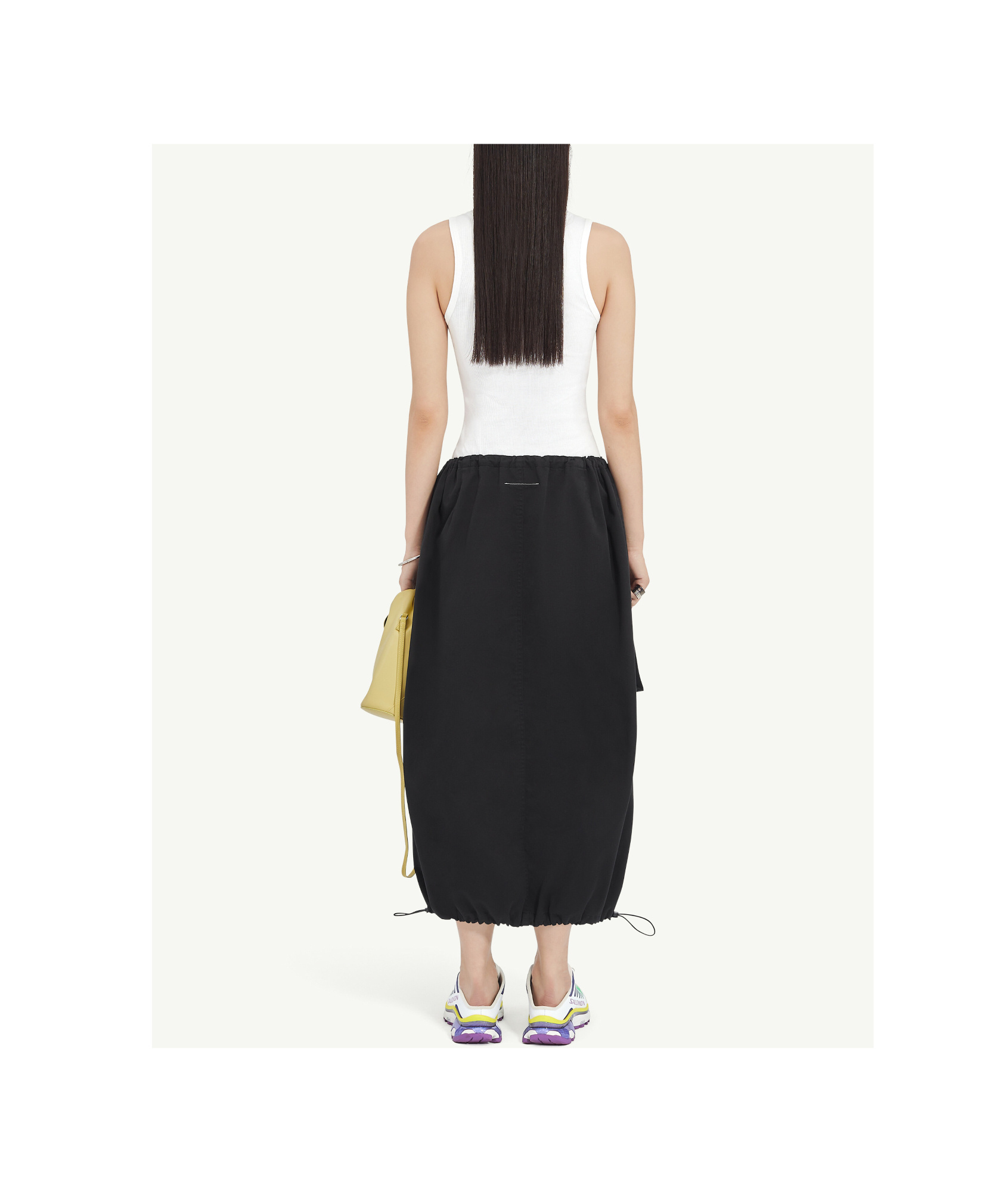 Shop Mm6 Maison Margiela Cotton Gabardine Midi Skirt In Black