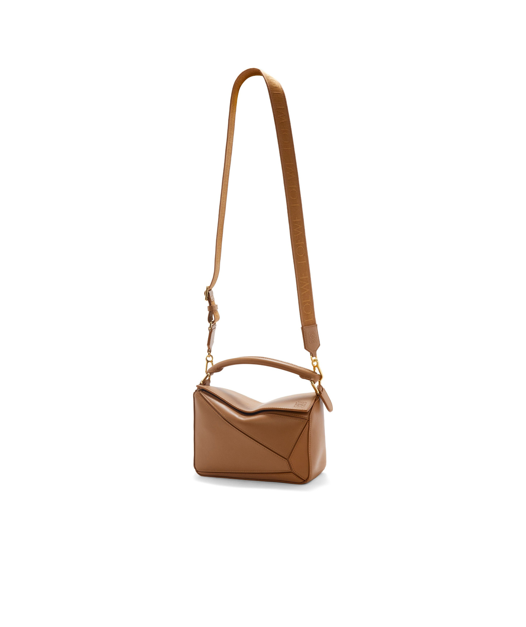 Loewe Small Puzzle Bag In Satin Calfskin In Brown