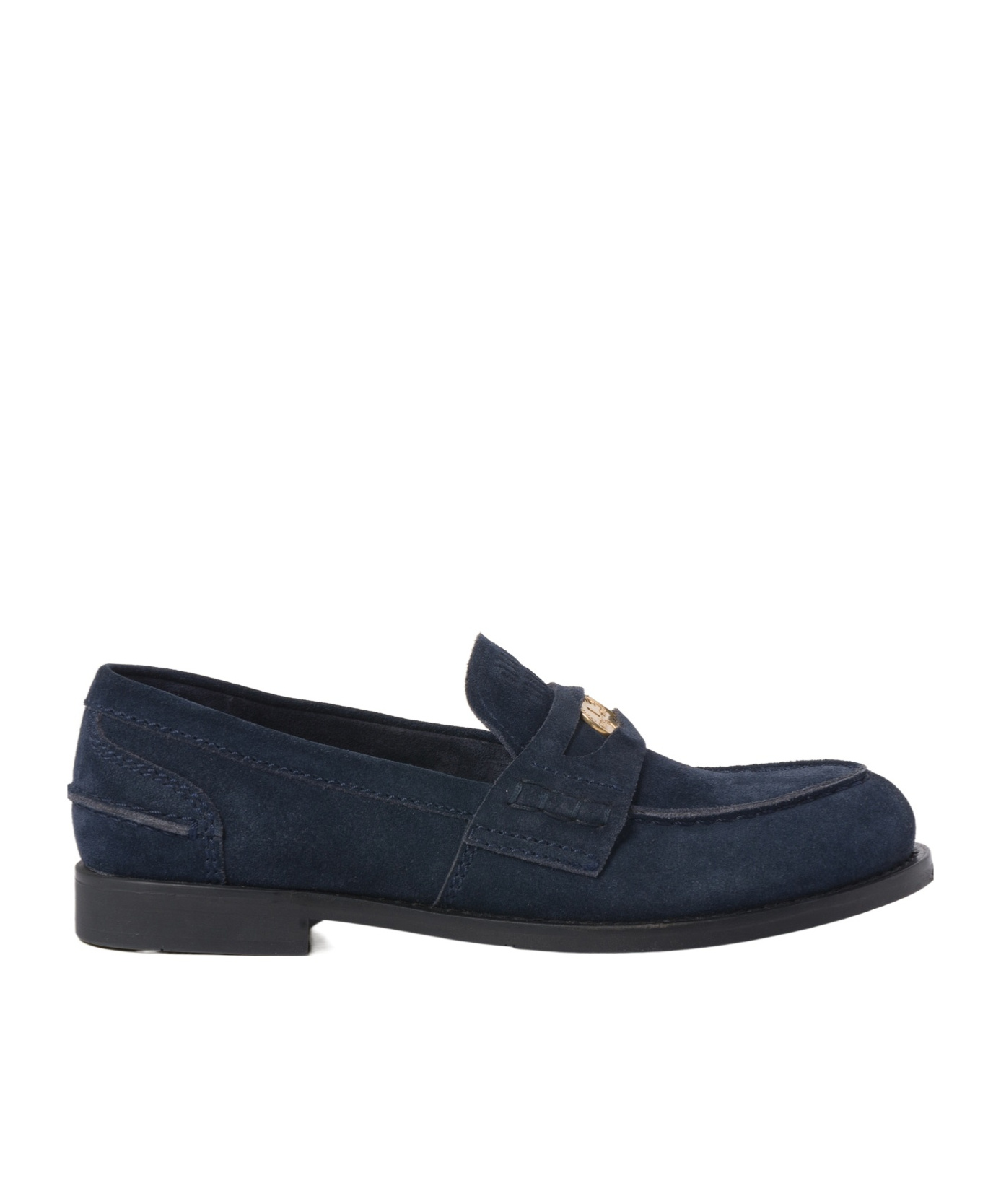 Miu Miu Logo-debossed Suede Loafers In Black