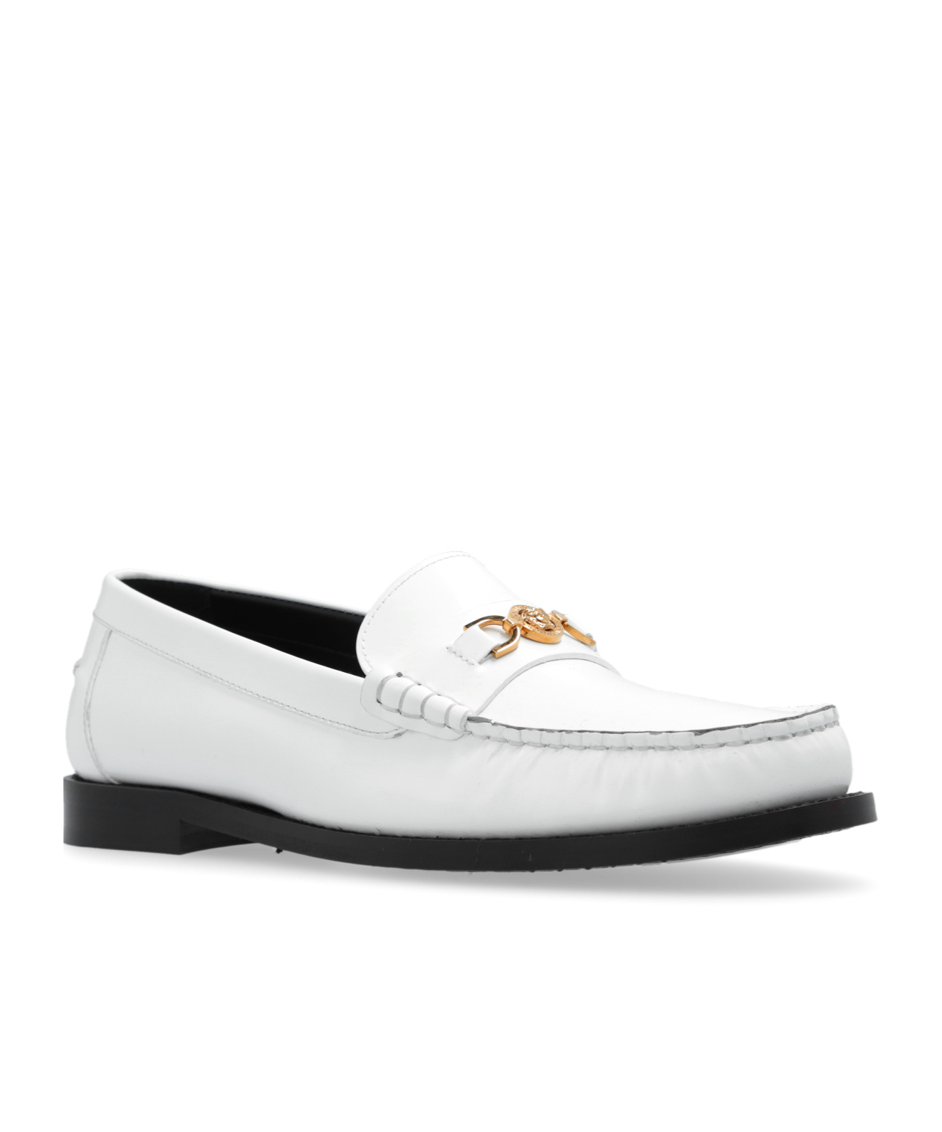 Versace Logo-plaque Slip-on Loafers In White