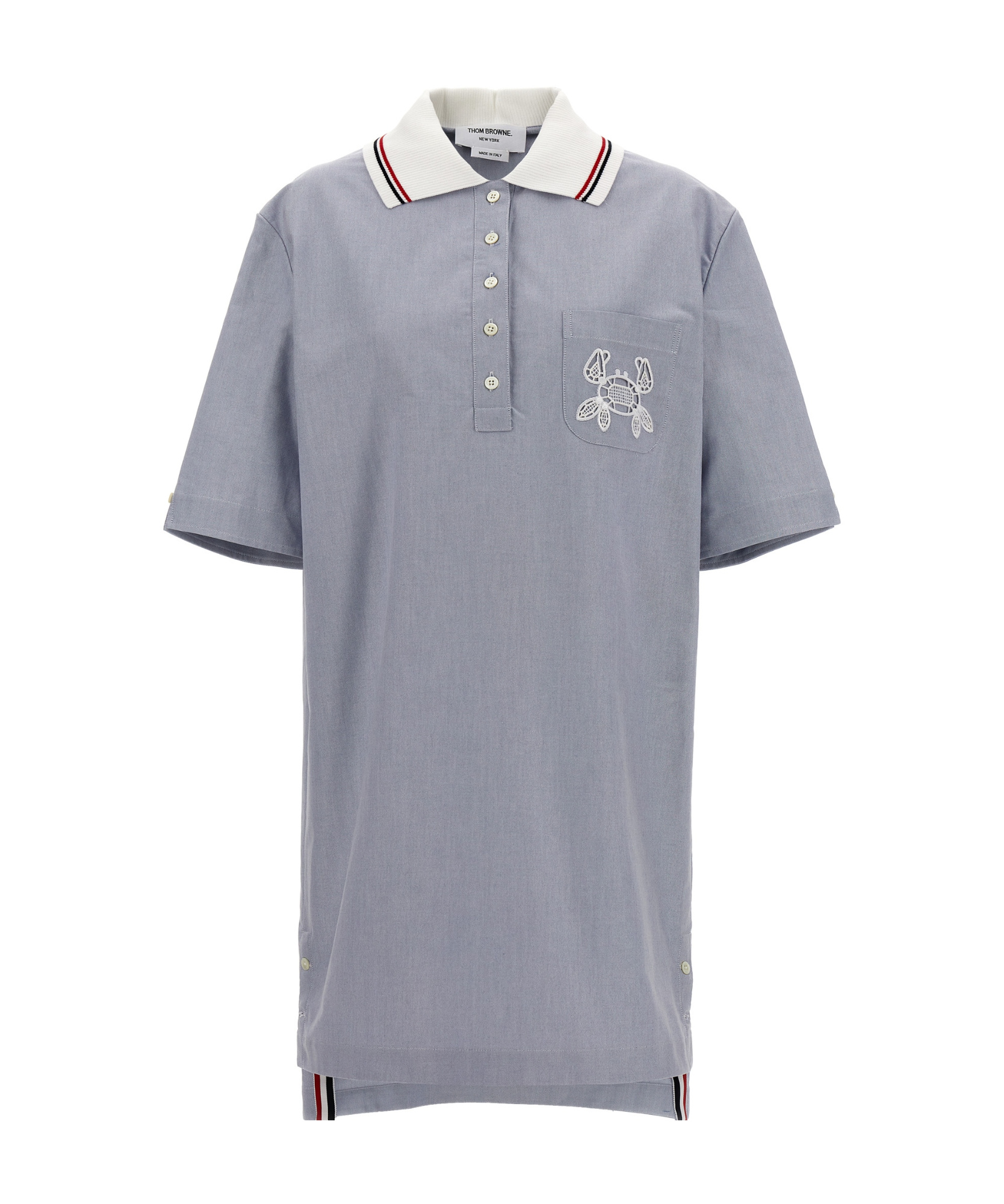 Thom Browne Light Blue Broderie Anglaise Dress In Gray