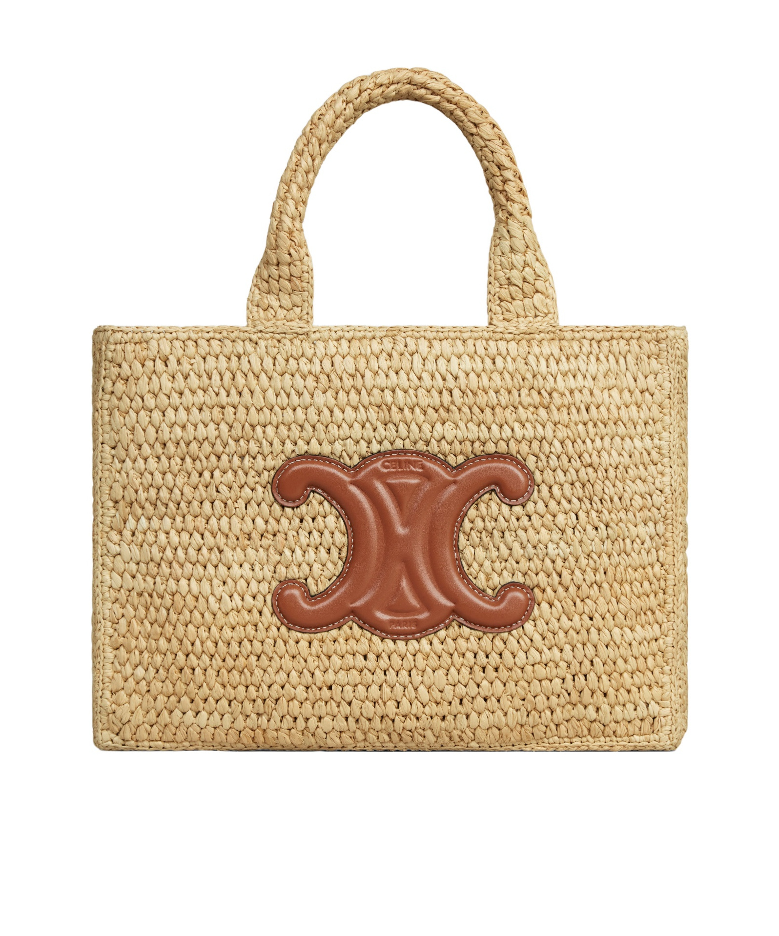 Celine Small Cabas Thais Bag In Raffia And Calf Leather Leather In Brown