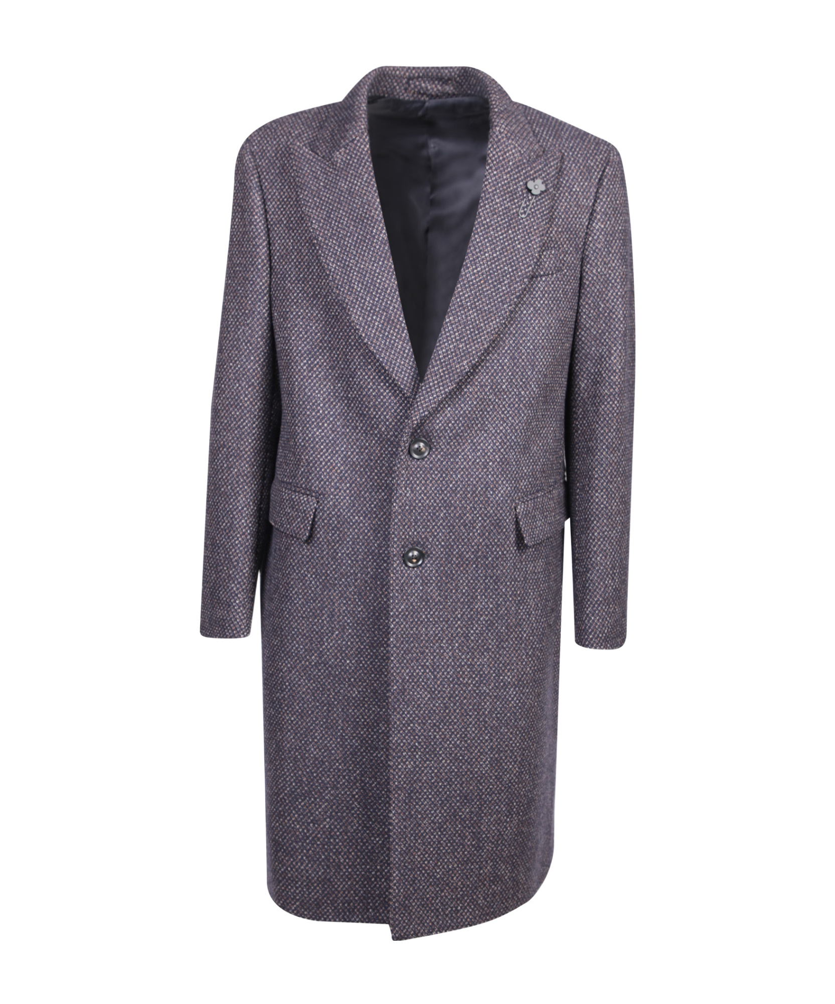 Lardini Single-breasted Wool Blend Midi Coat In Blue