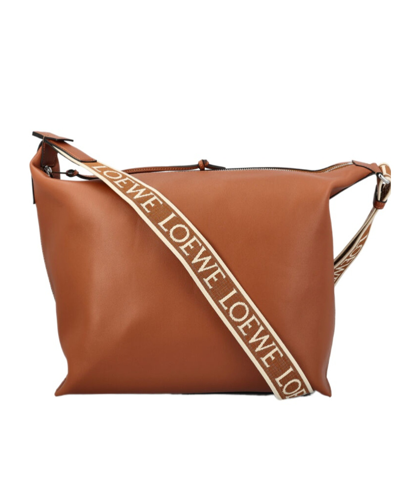 Loewe Cubi Jacquard Strap Crossbody Bag In Brown