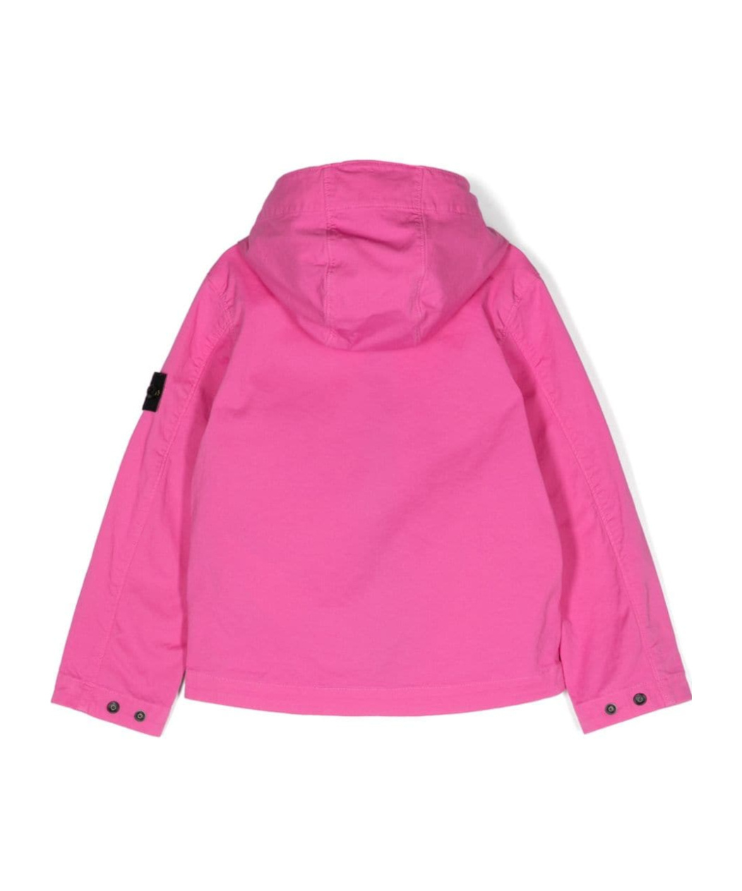 Stone Island Zip-up Hooded Twill Jacket In Pink
