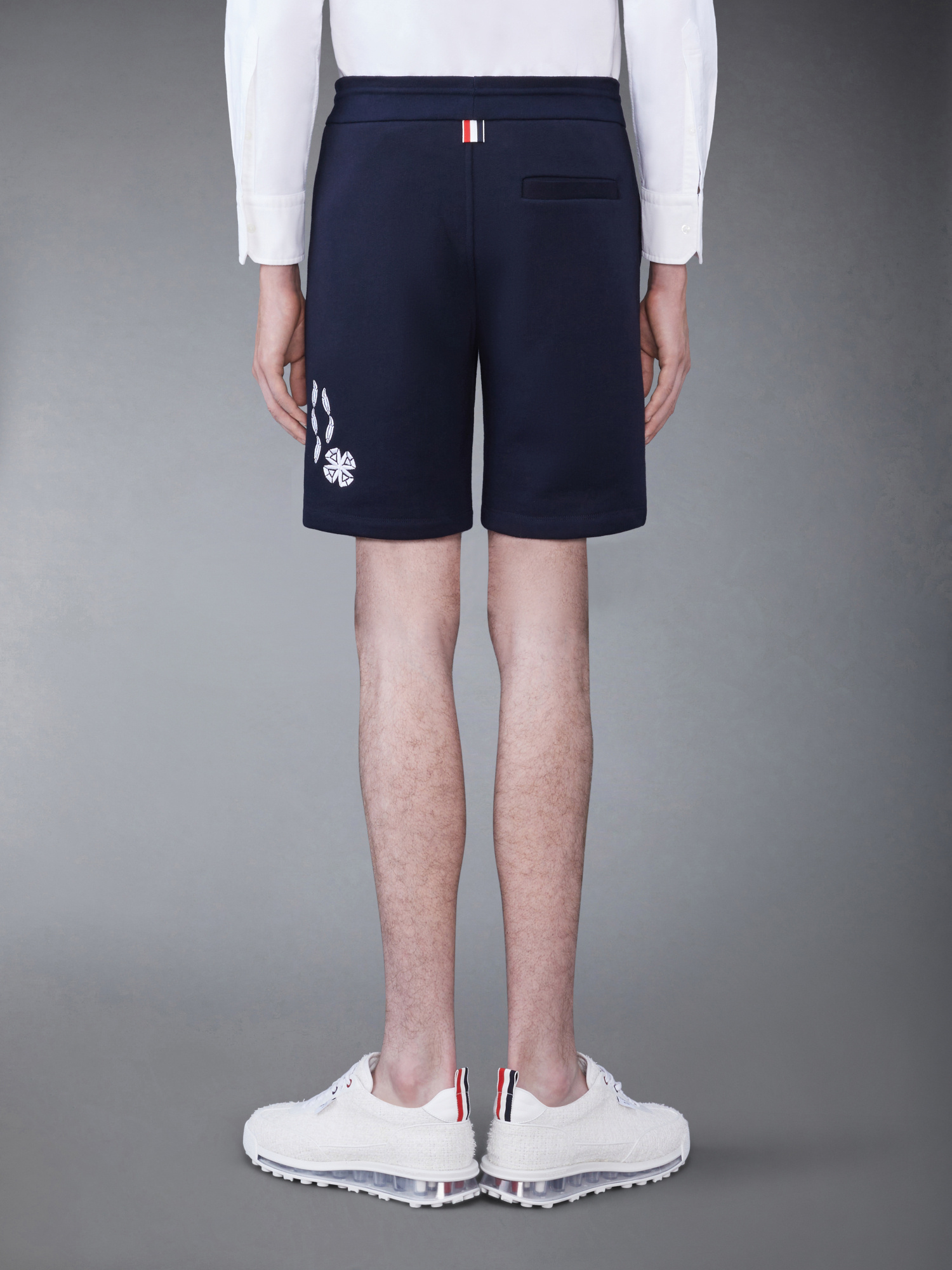 Thom Browne Embroidered Cotton Track Shorts In Multicolor