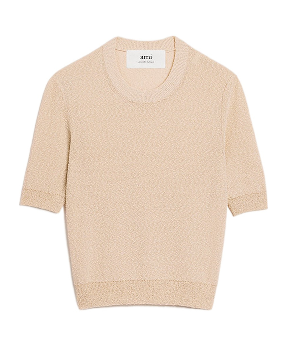 Ami Alexandre Mattiussi Short-sleeve Knitted Top In Nude