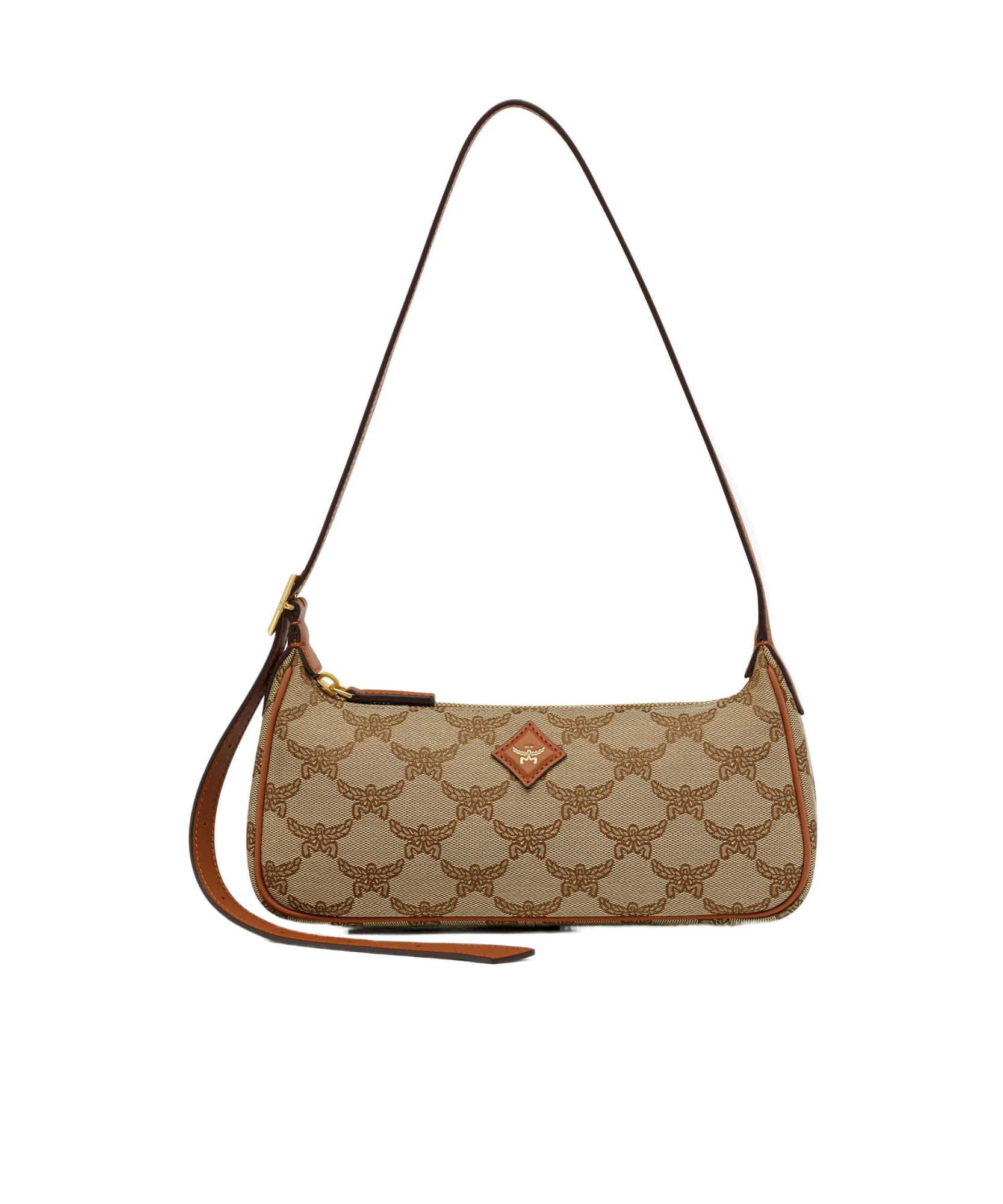 Mcm Lauretos Jacquard Small Himmel Shoulder Bag In Brown