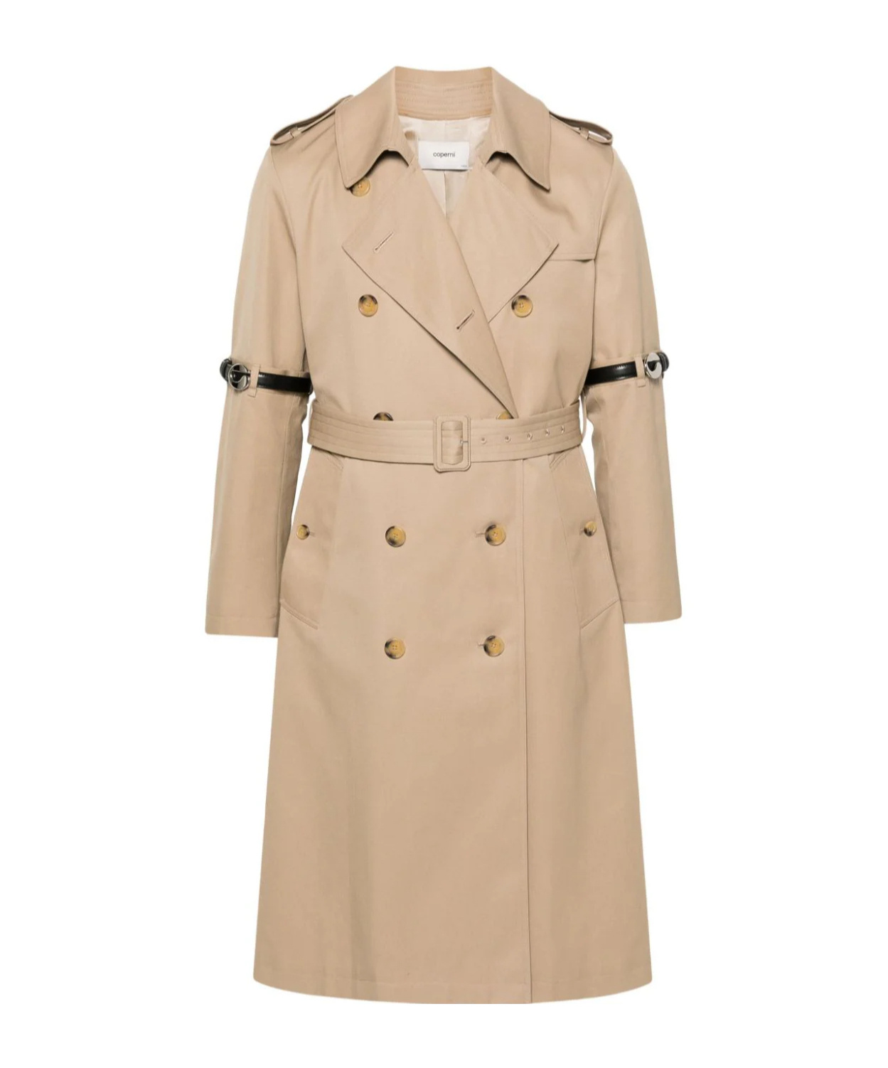 Coperni Hybrid Belted Long Trench Coat In Nude