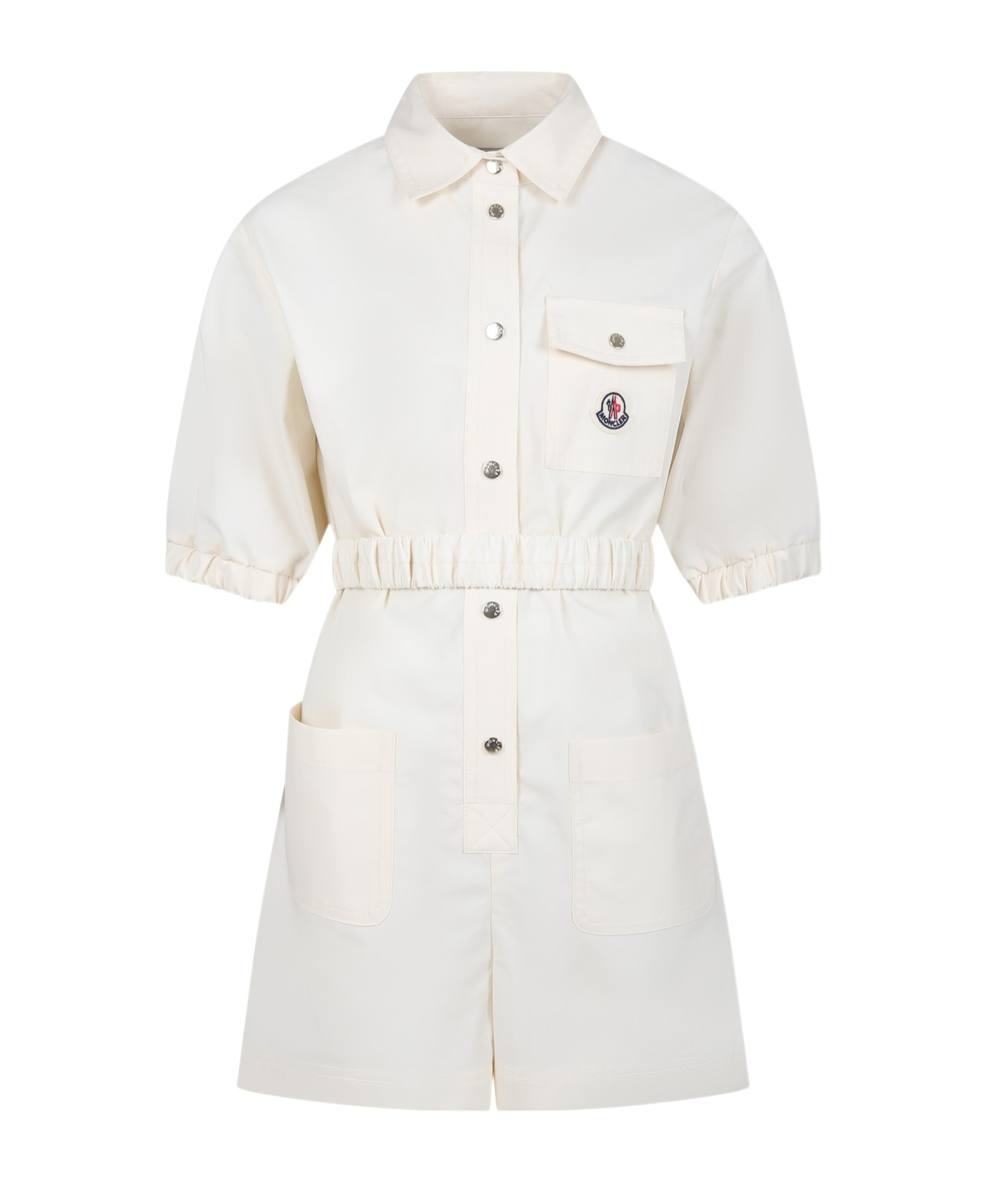 Moncler Enfant Logo Patch Belted Jumpsuit In Nude