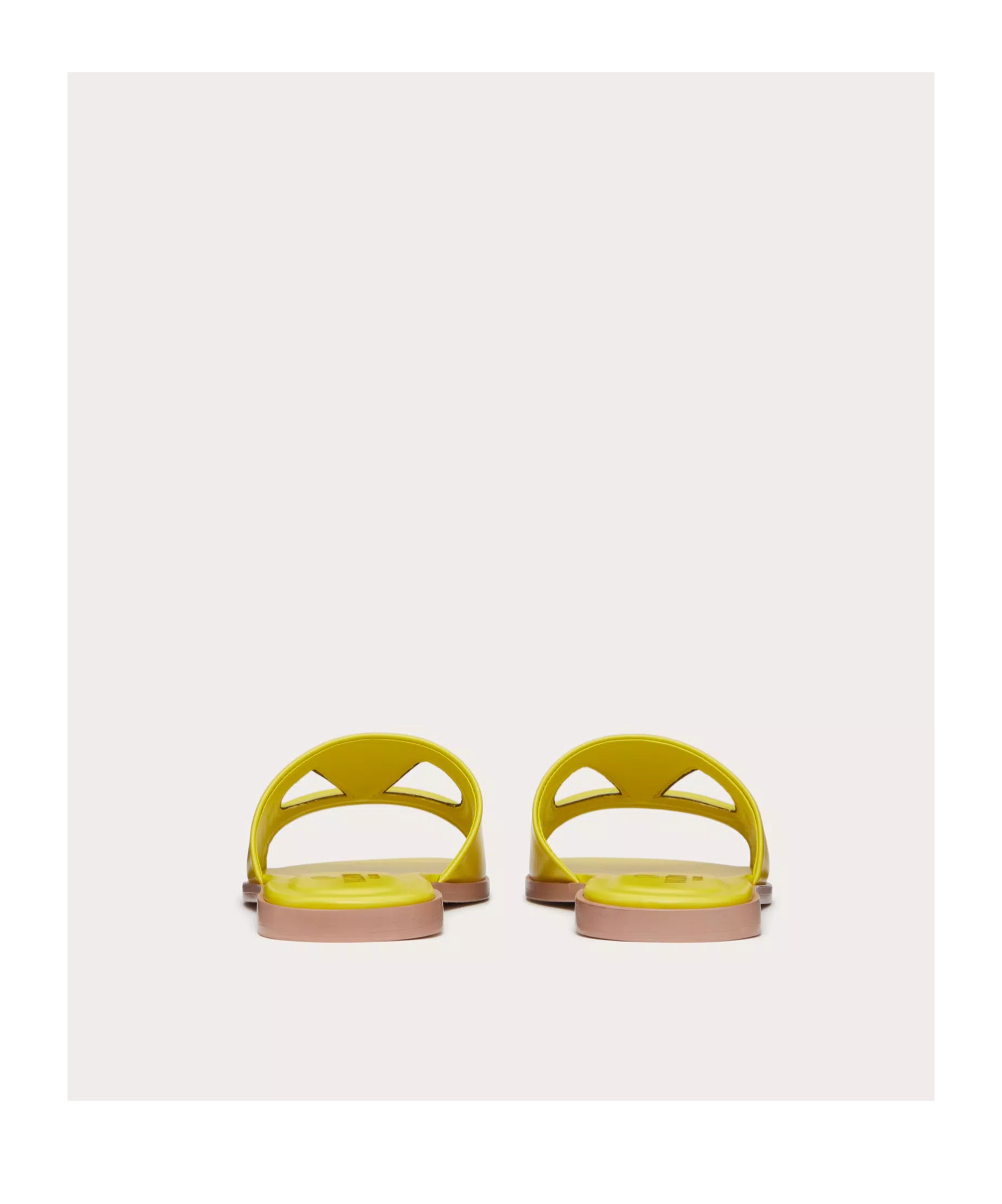 Valentino Vlogo Cut-out Leather Slides In Yellow