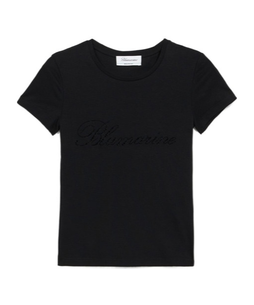Blumarine Logo-embellishment Cotton T-shirt In Black