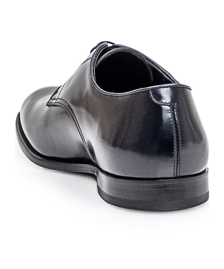 Doucal's Classic Black Derby Shoes Polished Finish In Calf Leather Man In Black