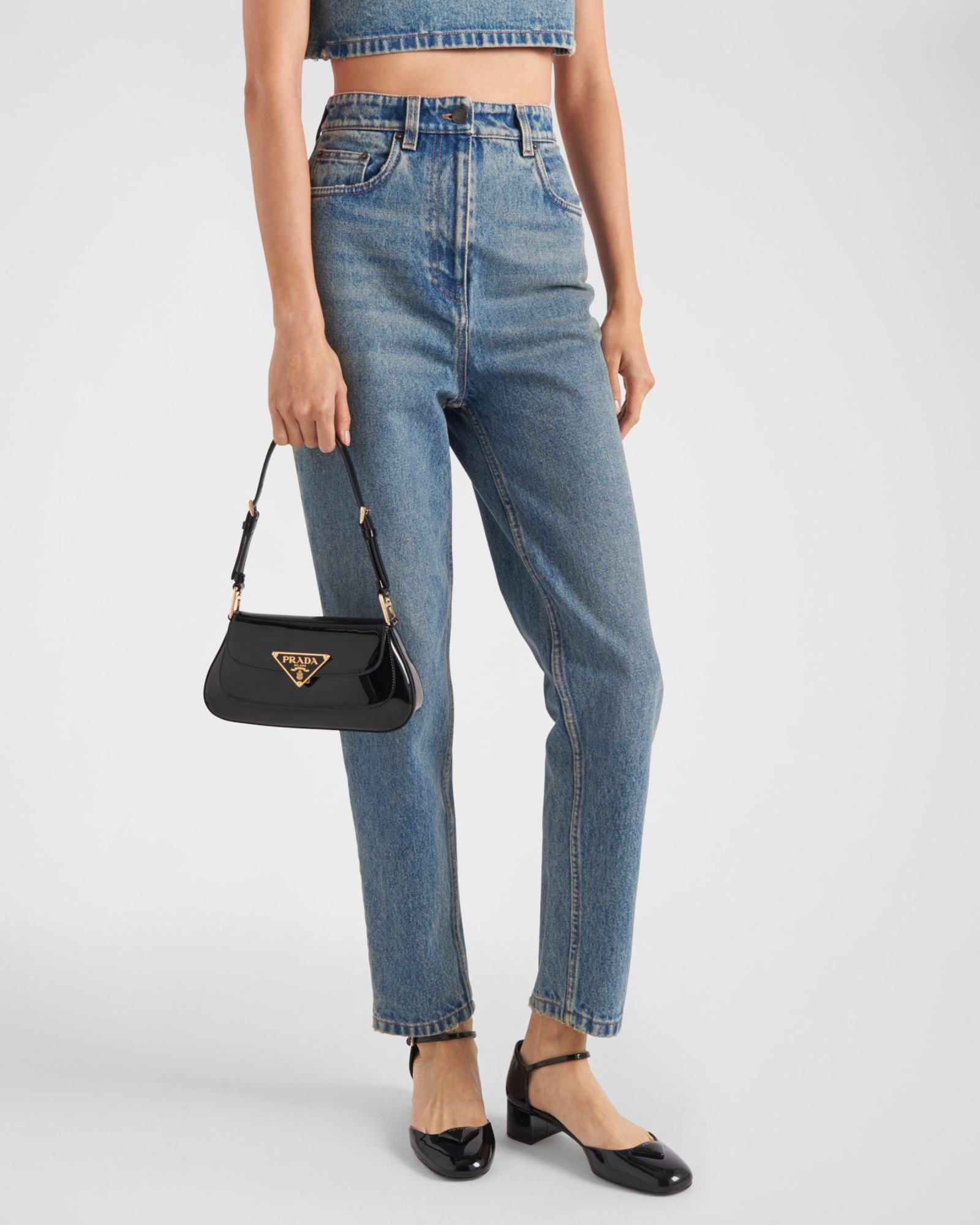 Prada High-rise Tapered Jeans In Blue