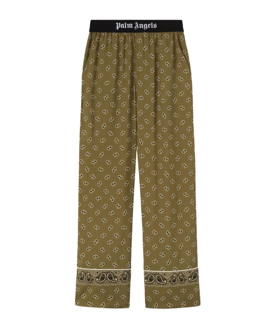 Palm Angels Paisley-printed Piped-trim Detailed Trousers In Green